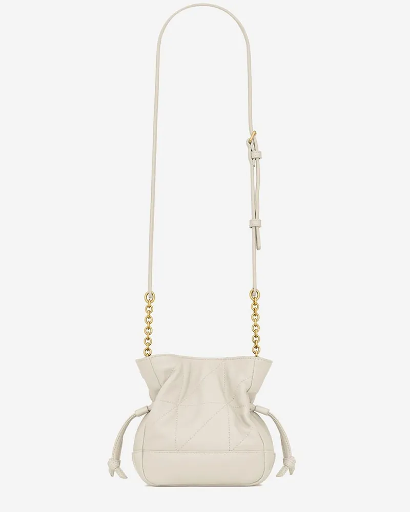 Saint Laurent Women's Mini Pochette Jamie White Leather Shoulder Bags White