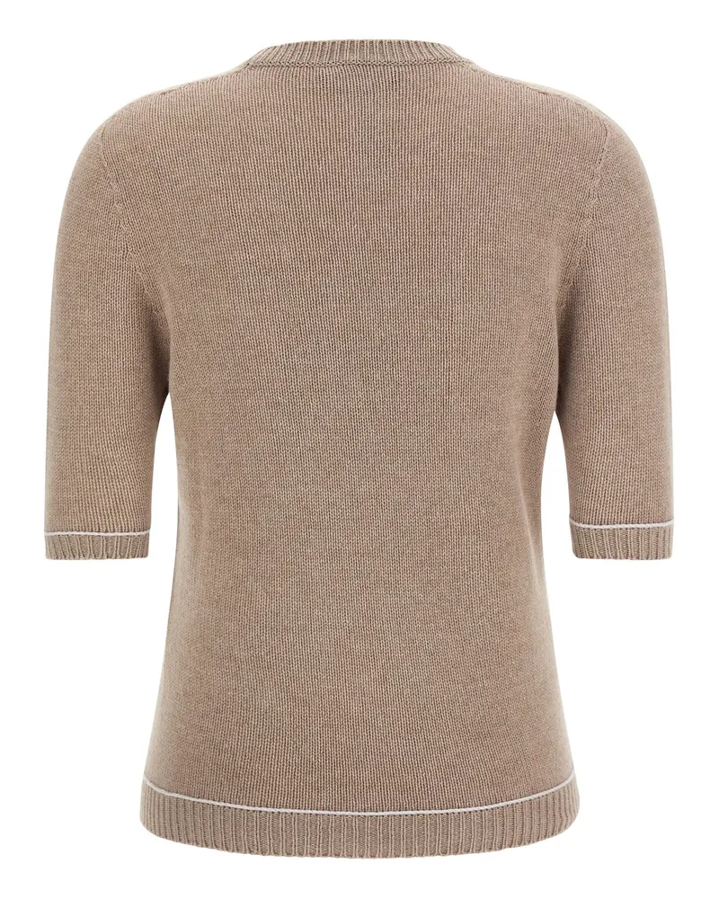 Fabiana Filippi Brushed Platinum Knit Sweater — Beige Beige