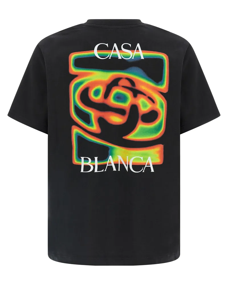 Casablanca Paris Logo-Embroidered Organic Cotton T-Shirt — Black Black