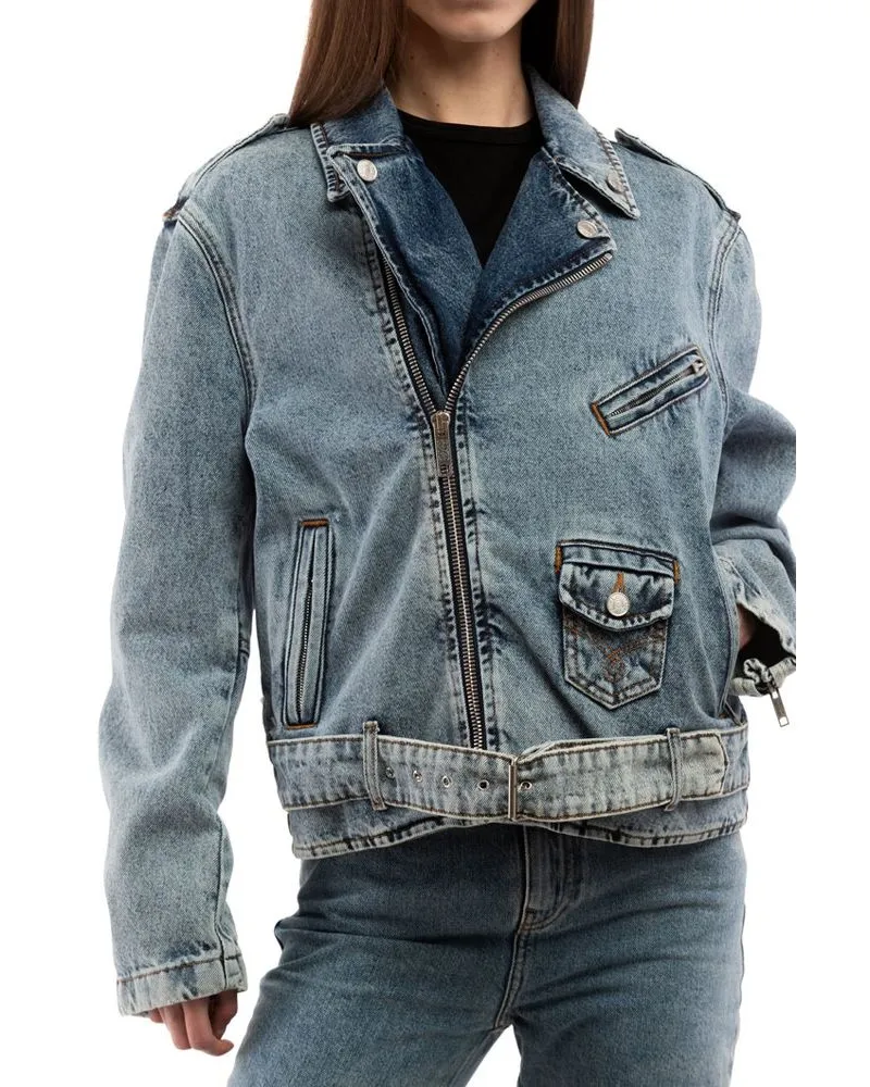 Moschino Women Multicolor Cotton Denim Jacket Clothing Blue
