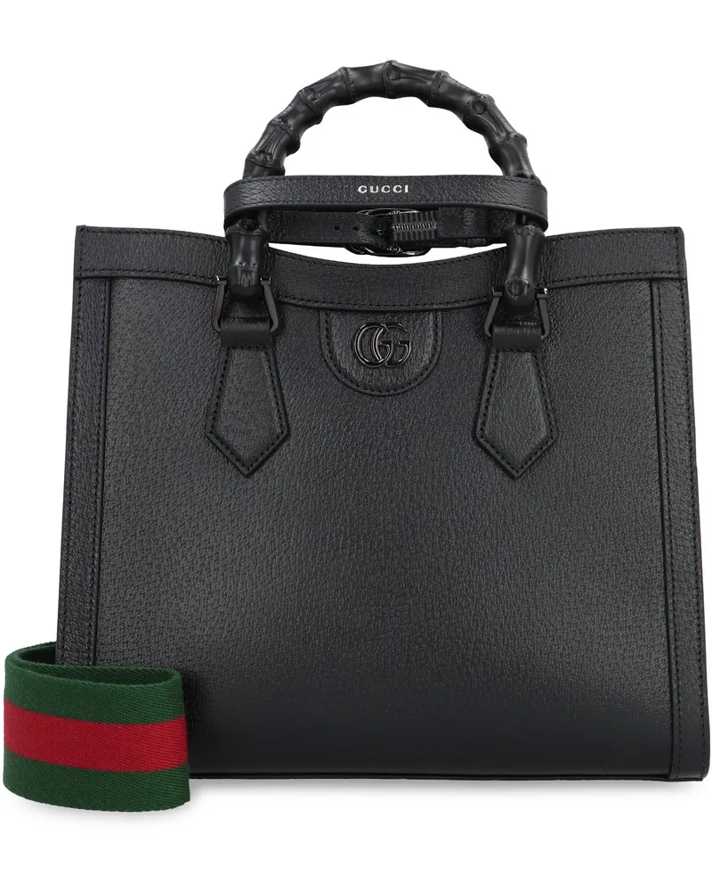 Gucci Women's Diana Small Leather Tote Black Calf Bags Black