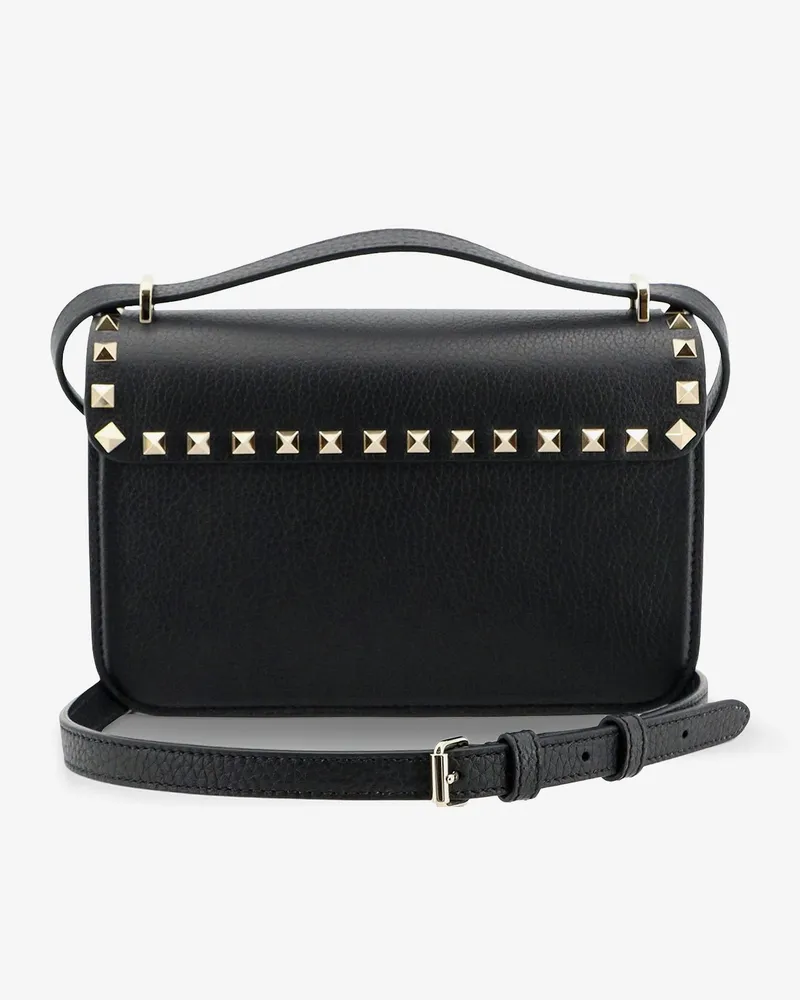Valentino Garavani Women's Leather Crossbody Bag Rockstud Black Shoulder Black