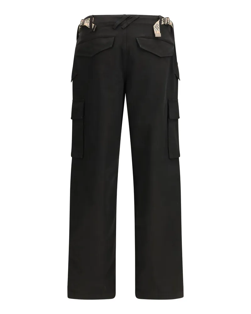 Burberry Men's Cotton Twill Cargo Pants Black Trousers Black