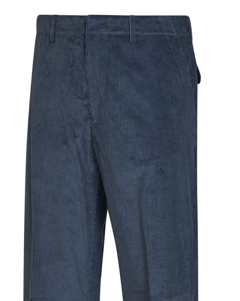 Etro Shuttle-Woven Corduroy Trousers — Blue Blue
