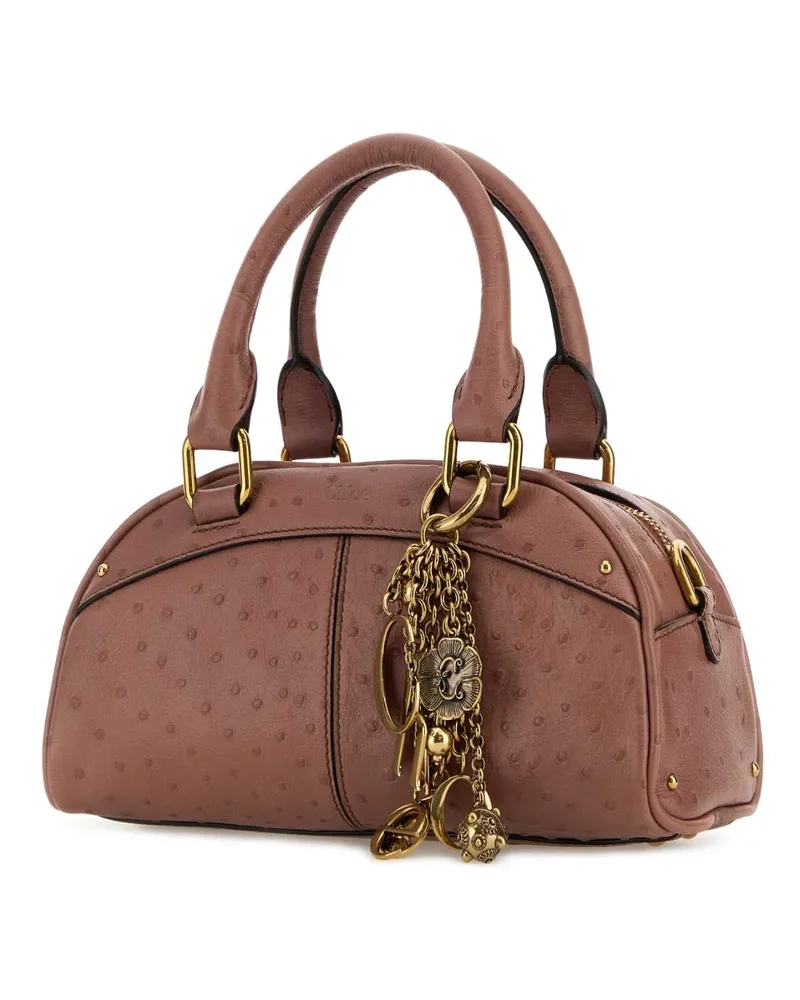 Chloé Women's Antiqued Pink Leather Bowling Handbag Nougat Borse A Mano Brown