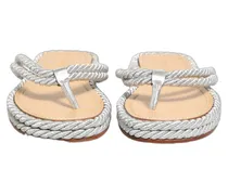 Men's Silver Rope Slides Sandals Flip Flops Shoes Leather