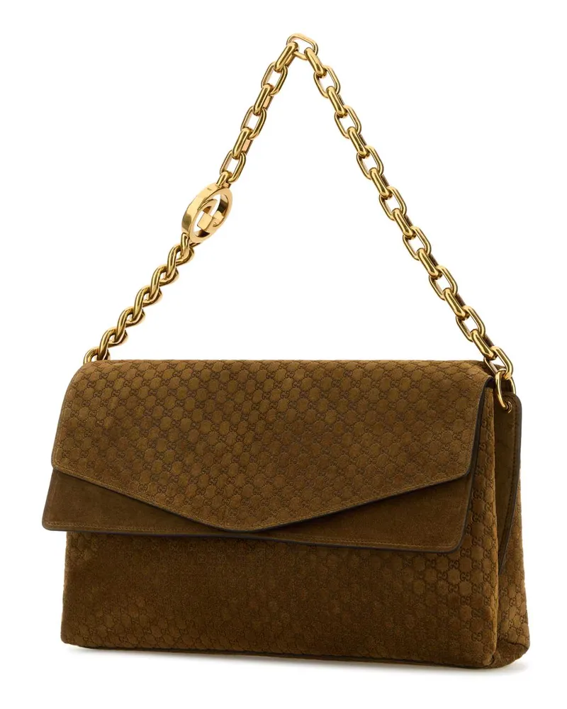 Gucci Women's Camel Suede Large Shoulder Bag Pepperbrownpepbr Calf Skin Borse A Tracolla Brown