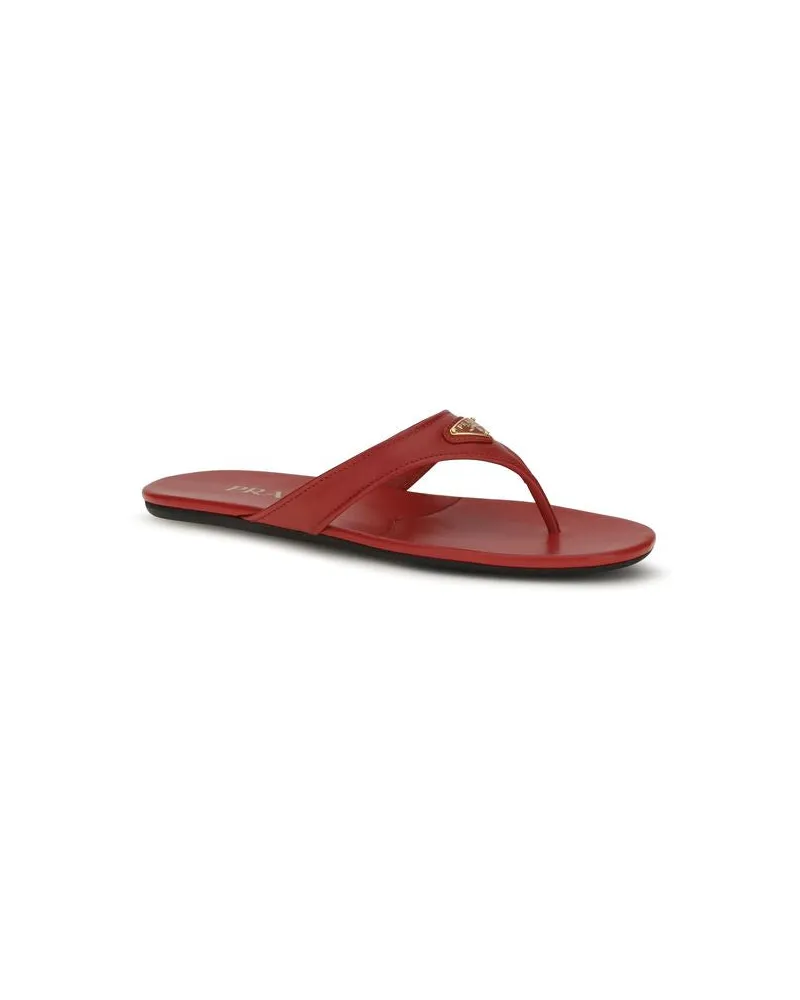 Prada Women's Multicolor Calf Leather Bos Taurus Flat Sandals Red