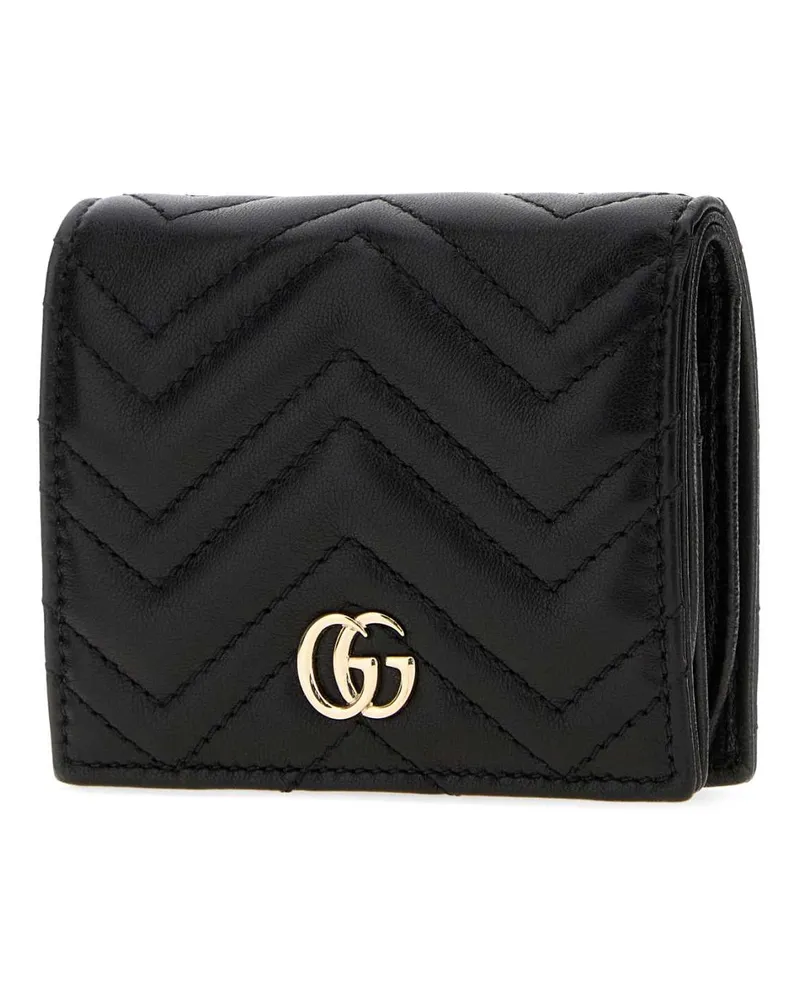 Gucci Women's Black Leather Small Gg Marmont Wallet Blackblackblack Lamb Portafogli Black