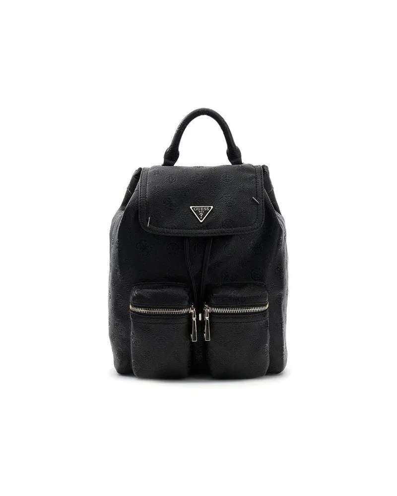 Guess Women's Backpack Black Logo Polyurethane Bags - Backpacks Black