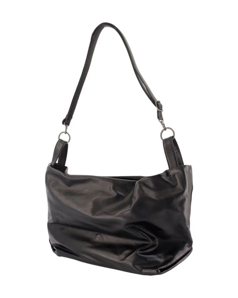 Yohji Yamamoto Unisex Tulip L Shoulder Bag -  Leather Black Cowhide Shoulder-Hobo-Bags Black