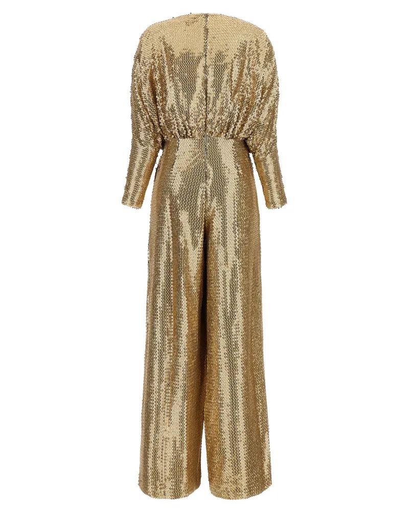 Elie Saab Sequin-Embroidered Silk Blend Jumpsuit — Gold Gold