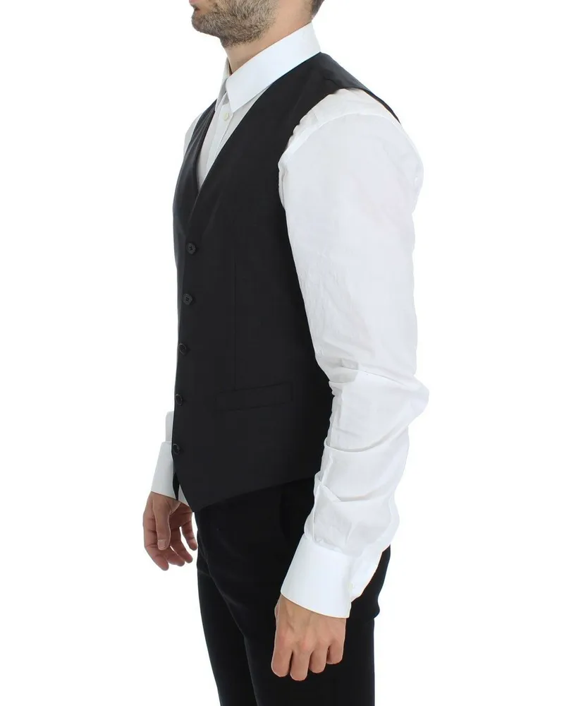 Dolce & Gabbana Men's Gray Wool Stretch Dress Blazer Vest Gray