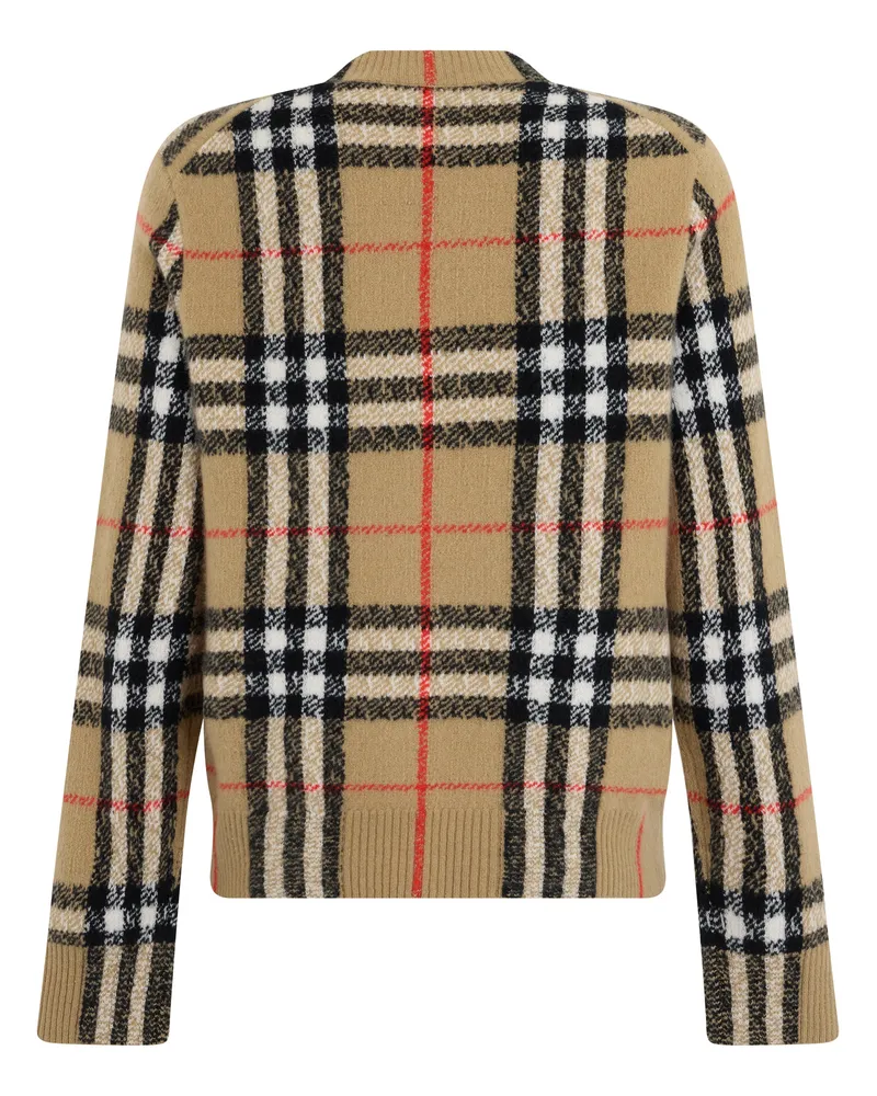 Burberry Checked Cashmere Cardigan — Beige Beige