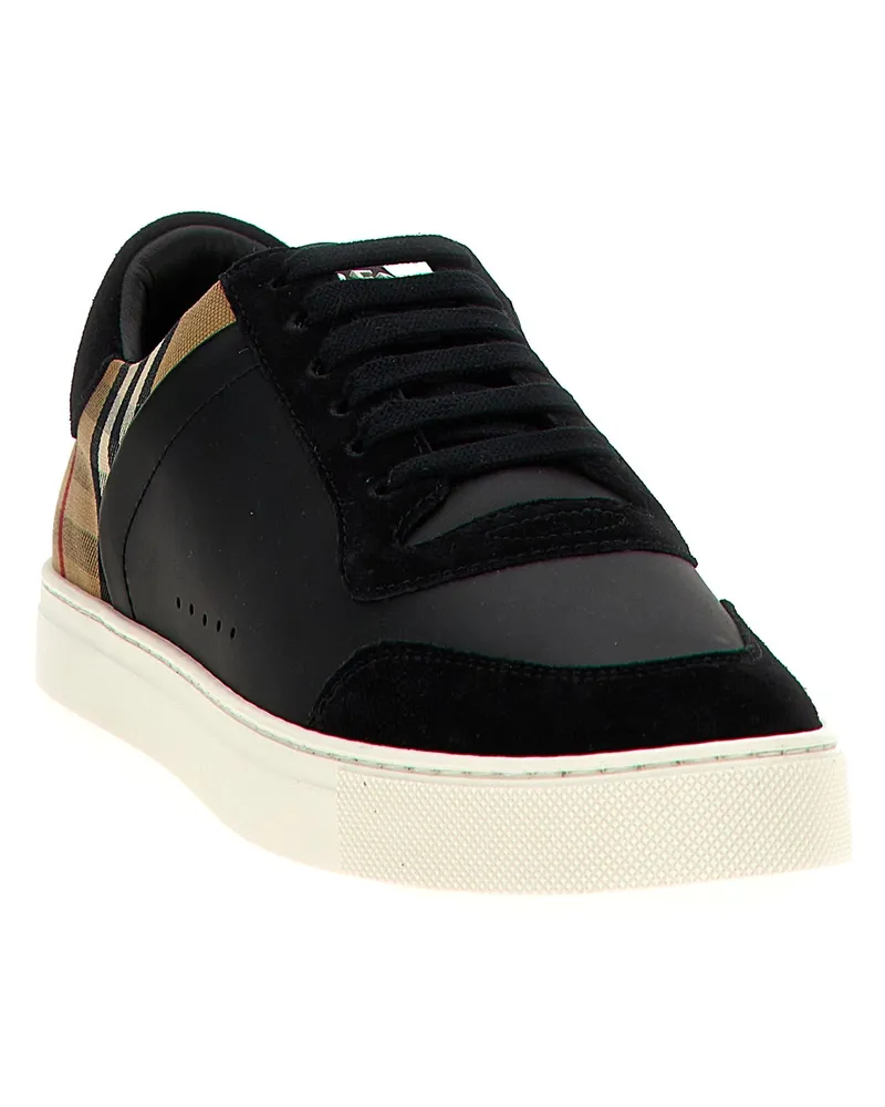 Burberry Check-Print Calfskin Sneaker — Black Black