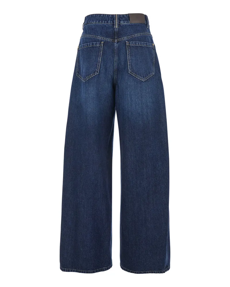 Brunello Cucinelli Wide-Leg Balloon Jeans — Blue Blue