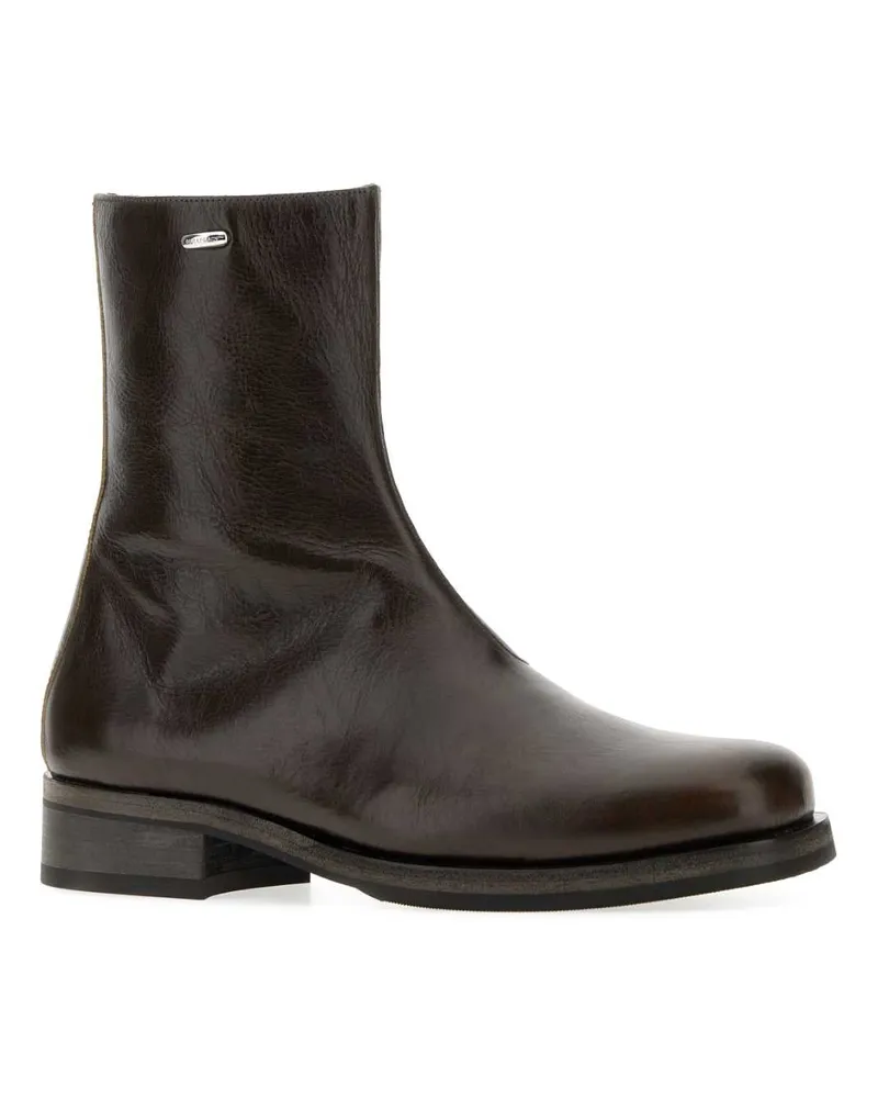Our Legacy Men's Chocolate Leather Camion Ankle Boots Deep Olive Stivali Brown