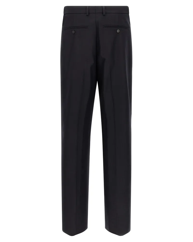 Dries van Noten Men's Blue Wool Dress Pants Black