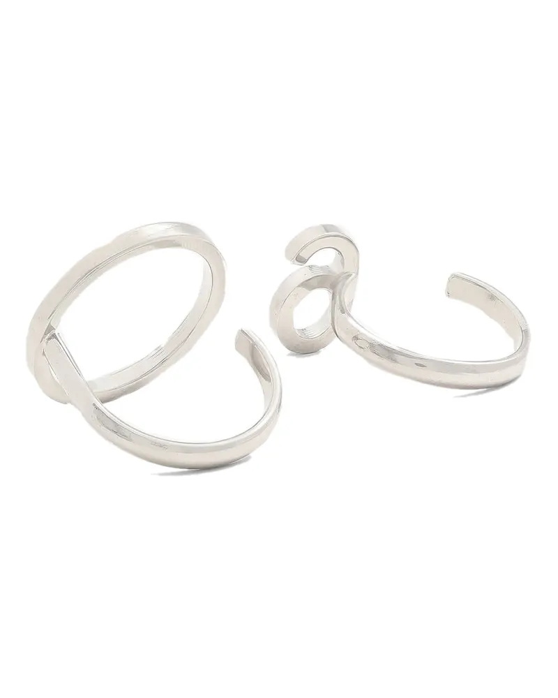 Maison Margiela Women's 6 Logo Set Of 2 Rings Silver Accessories > Jewelry Silver