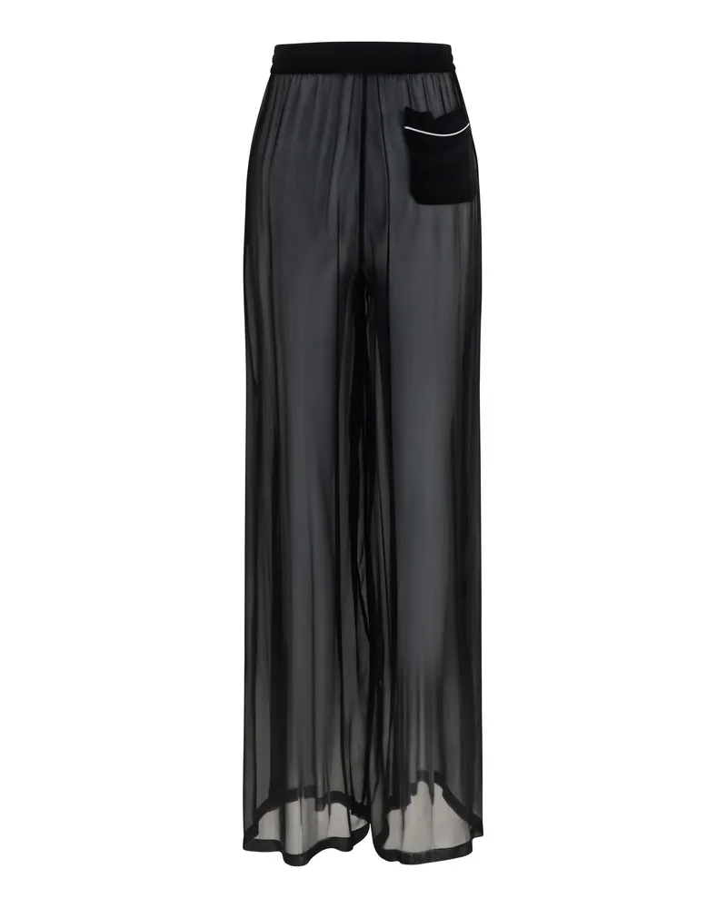 Dolce & Gabbana Women's Silk Pants Nero Trousers Black