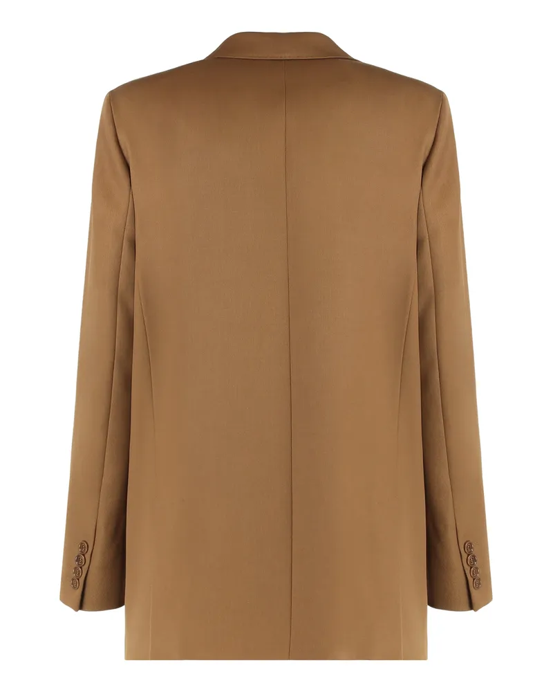 Max Mara Women's Double-Breasted Blazer Farad Tan Virgin Wool Blazers Jacket Tan