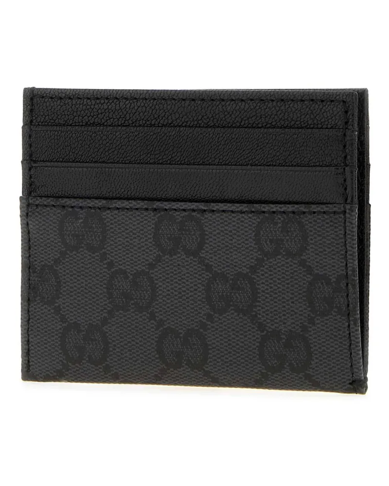 Gucci Men's Black Gg Canvas  Essence Classic Card Holder Blackblack Portafogli Wallet Black