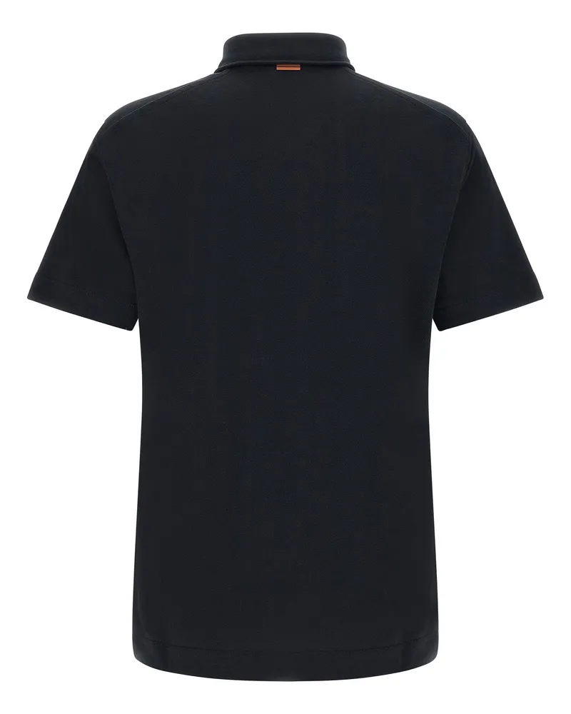 Ermenegildo Zegna Piquet Cotton Polo — Black Black