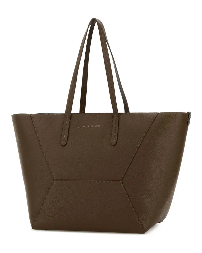 Brunello Cucinelli Women's Mud Leather Shopping Bag C9357 Borse A Mano Brown