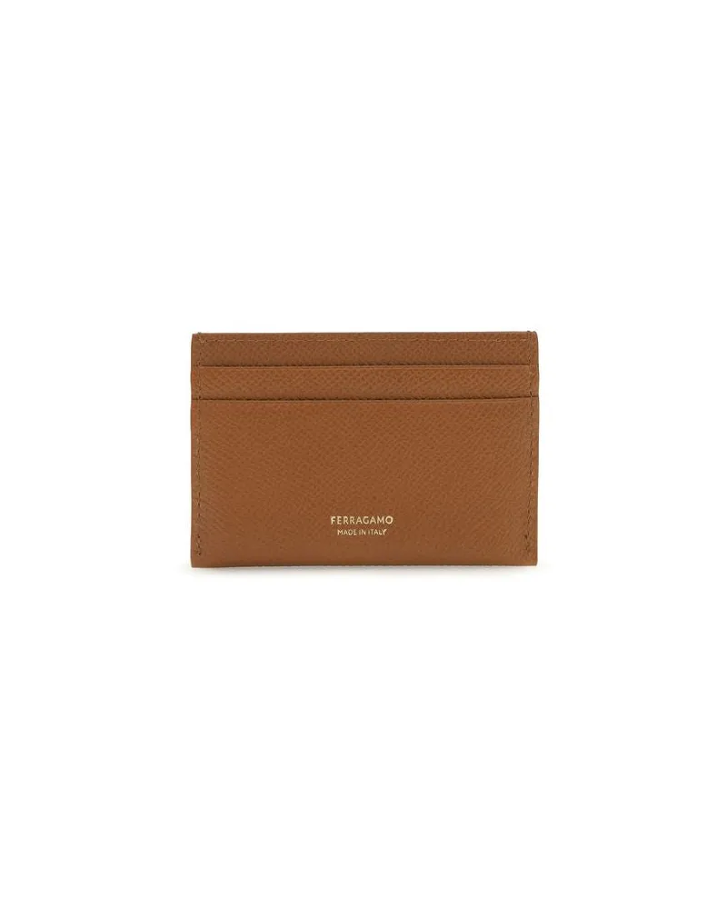 Ferragamo Women's Brown Calf Leather Bos Taurus Wallet Brown