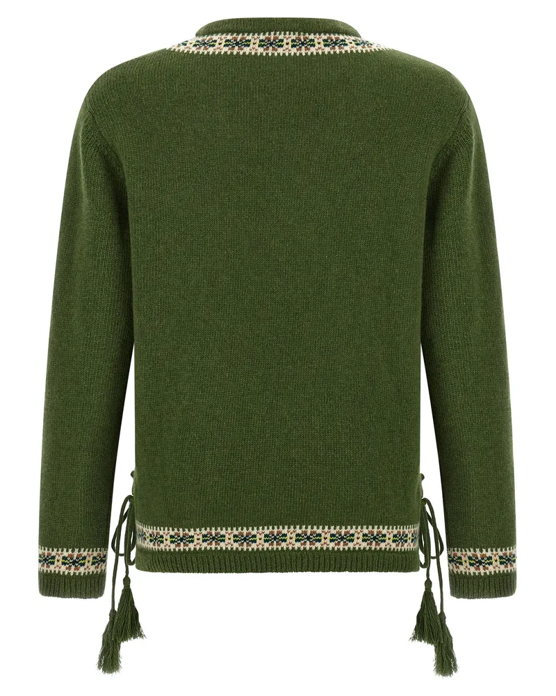 BODE Men's Bicolor Virgin Wool Cardigan Clothing Green