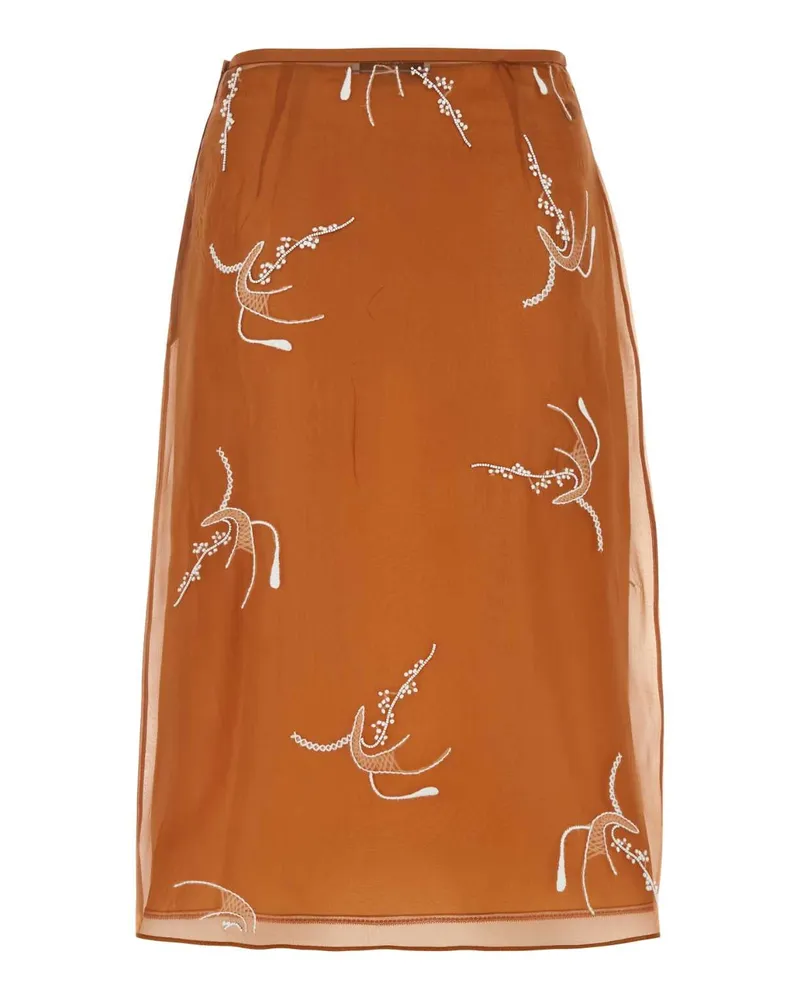 Prada Women's Copper Organza Skirt Ruggine Se-Trochus Niloticus-Vetro Gonne Orange