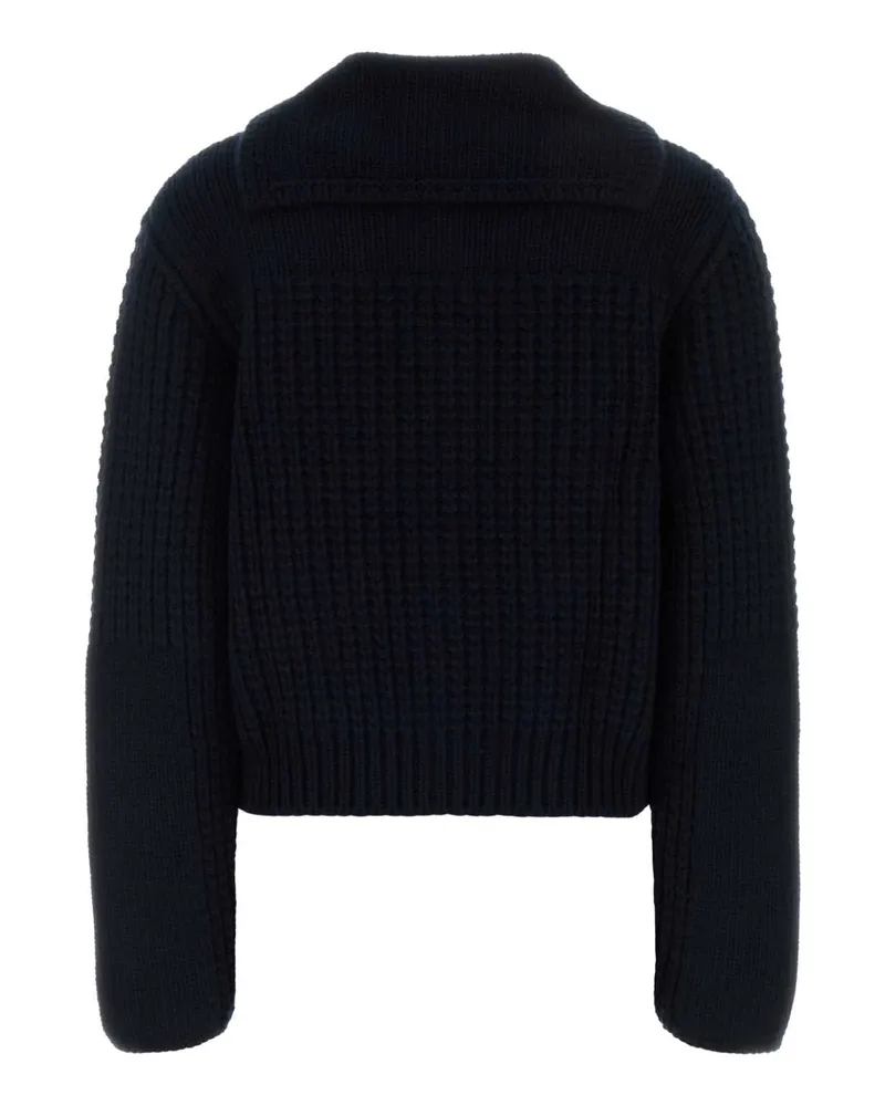 Ferragamo Women's Navy Blue Wool Blend Cardigan 2882300newnavy Exterior: Cashmere Maglieria Sweater Navy