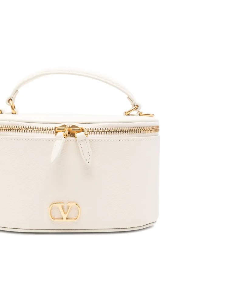 Valentino Garavani Cream Leather VLogo Clutch — White White