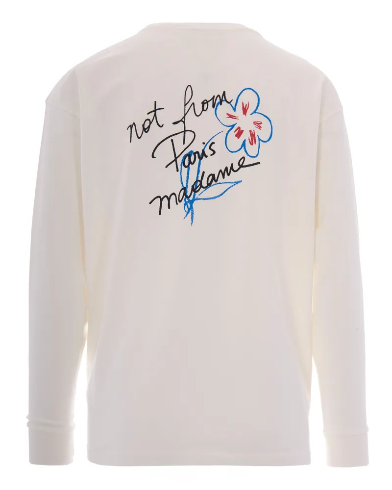 Drôle de Monsieur Slogan Print T-Shirt — White White