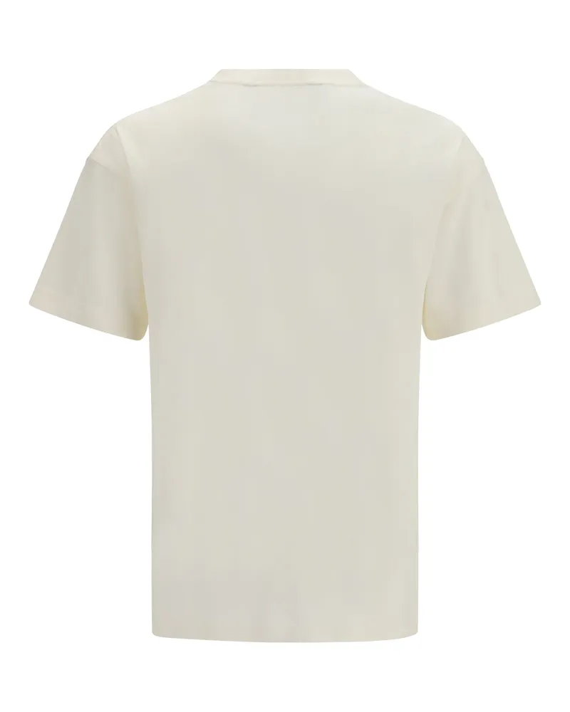 Palm Angels Men's Logo Crewneck T-Shirt Off White - Black Cotton T-Shirts And Polos White