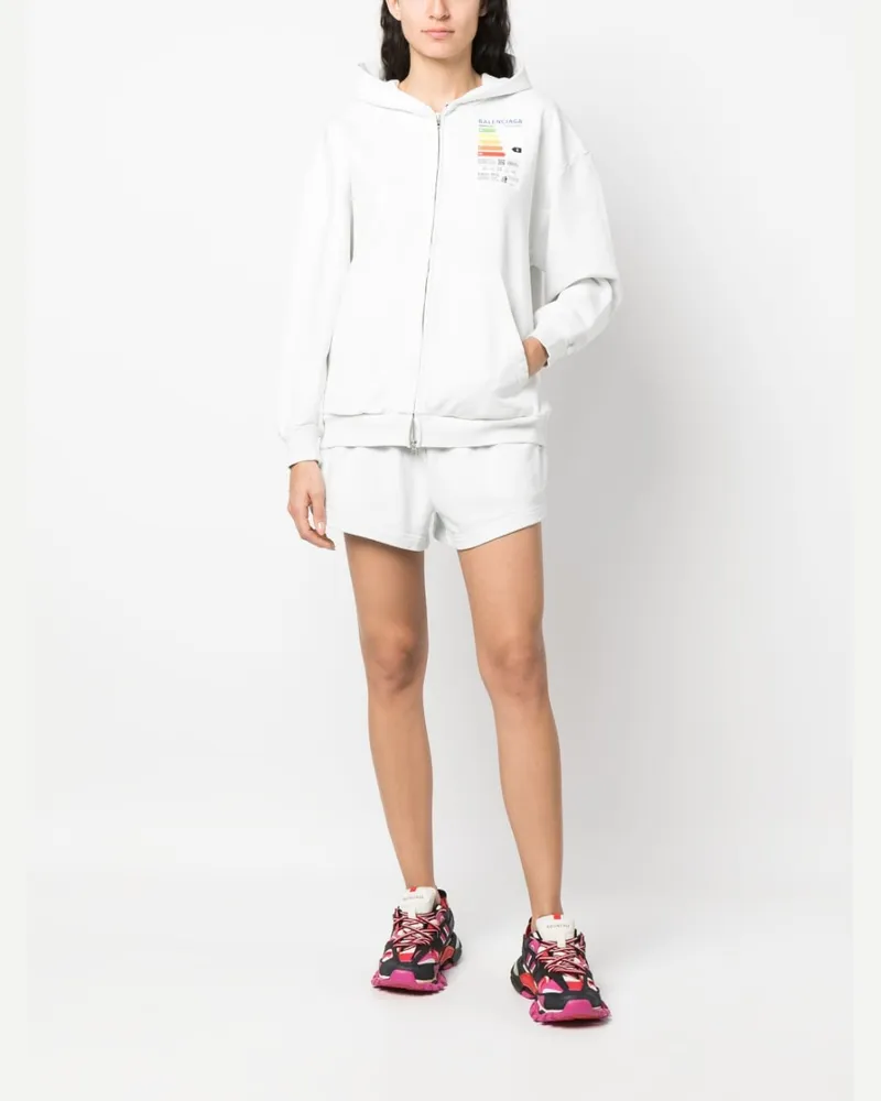 Balenciaga Flared Elasticated-Waist Cotton Shorts — White White