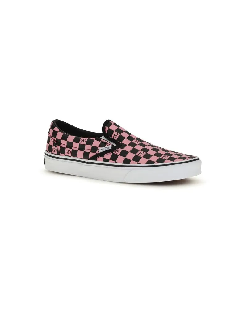 Valentino Garavani Men's Multicolor Cotton Low Top Sneakers Pink