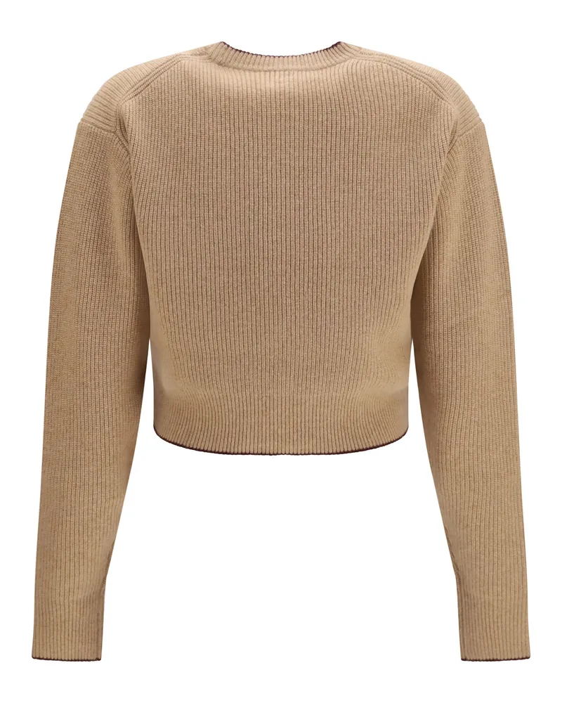 Chloé Heart-Logo Embroidered Sweater — Beige Beige