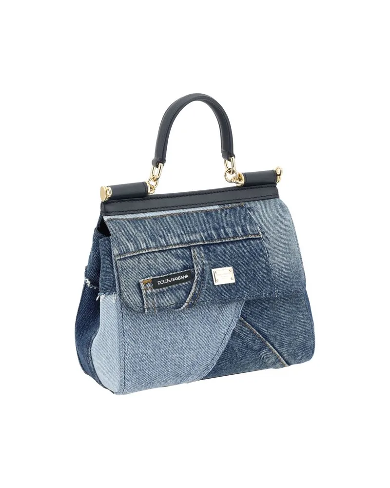 Dolce & Gabbana Women's Blue Cotton Handbag Bag Blue