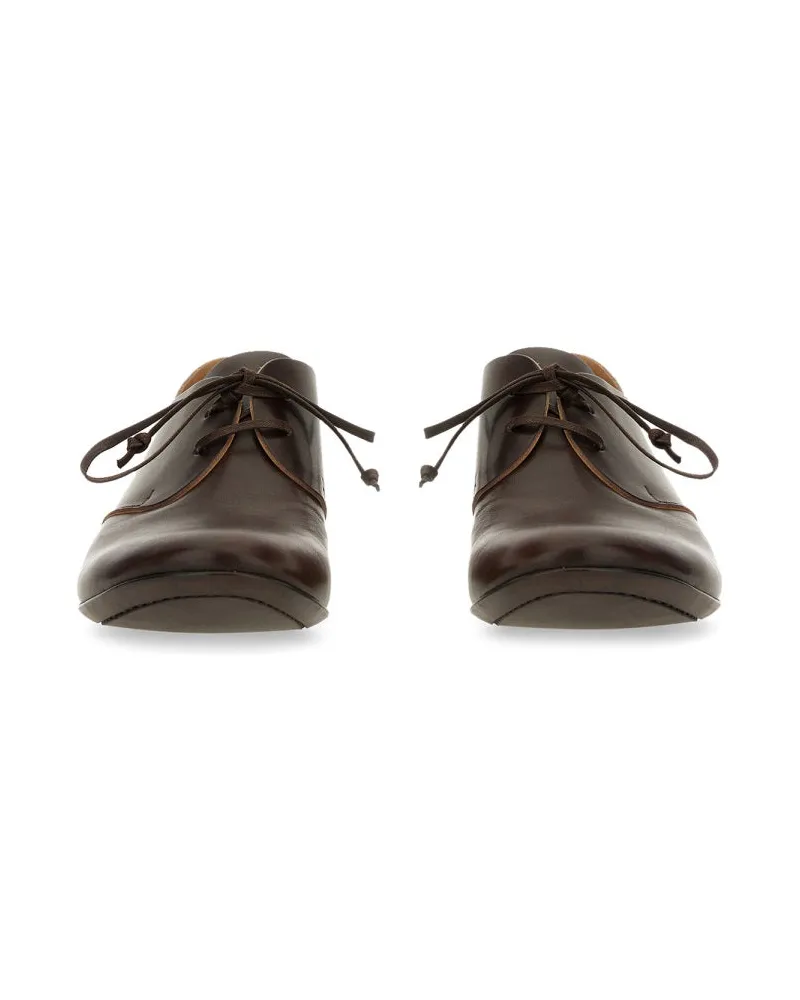 Uma Wang Leather Derby Lace-Up Flat — Brown Brown