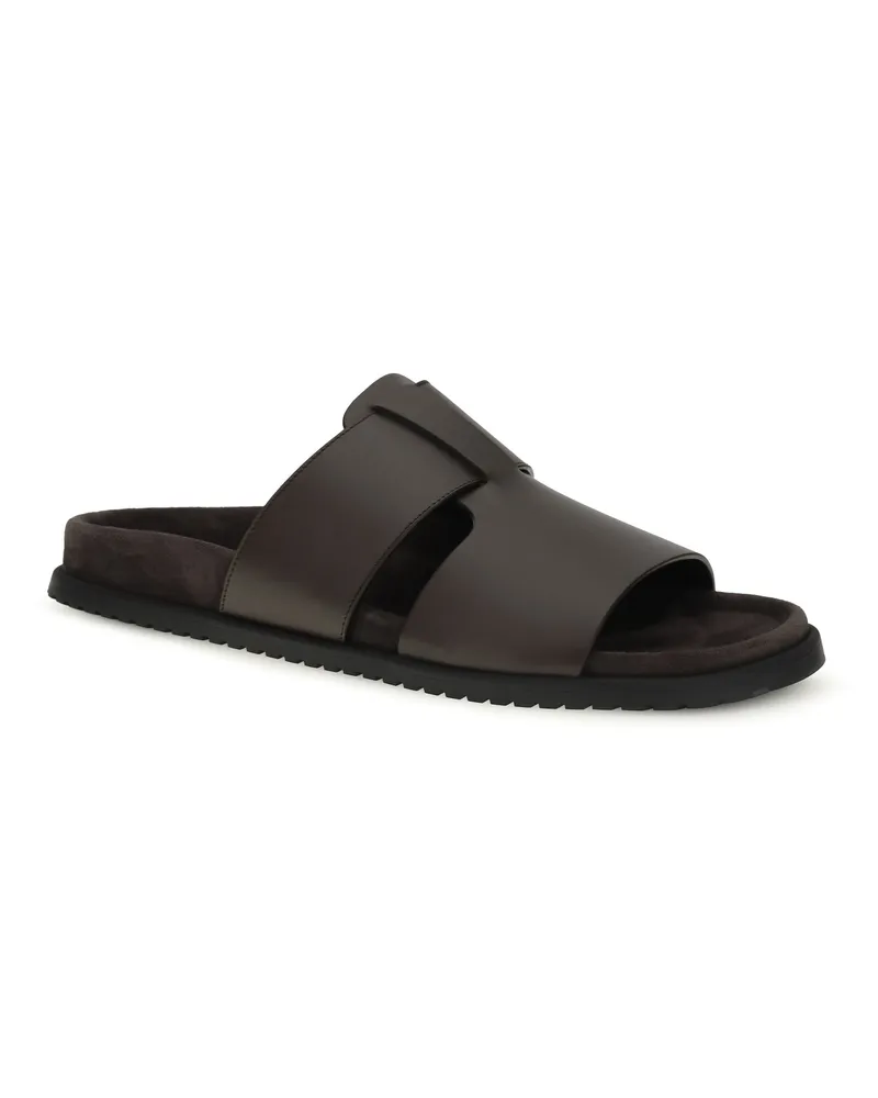 Dolce & Gabbana Men's Leather Sandals Ebano 1 Black