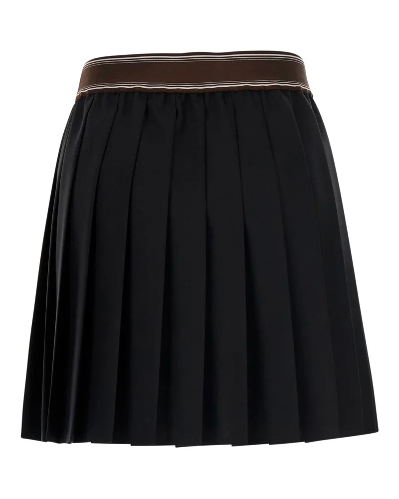 Versace Women's Skirt Pleated Black Wool With Medusa Waist Mohair Black