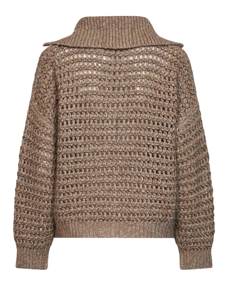 Brunello Cucinelli Women's Cardigan Seige Soft Wool-Cashmere Beige Lambswool Cardigans Sweater Beige