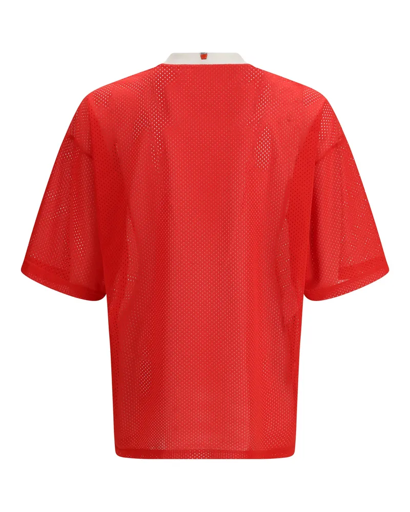 Moschino Men's Technical Mesh T-Shirt With Number Print Fantasia Rosso Polyester T-Shirts And Polos Red
