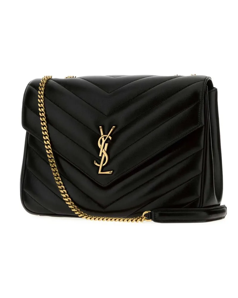 Saint Laurent Women's Black Leather Large Lou Shoulder Bag Nero Borse A Tracolla Black