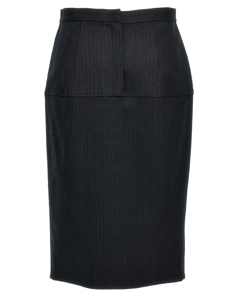 Fendi Women's Gray Virgin Wool Midi Skirt Gray