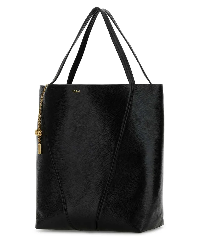 Chloé Women's Black Leather Large Spin Shopping Bag Borse A Mano Black