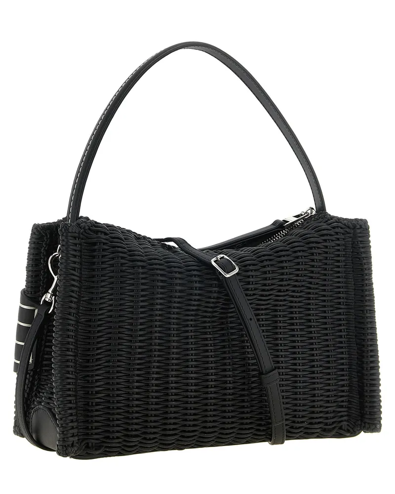 J.W.Anderson Loafer Woven Leather Shoulder Bag — Black Black