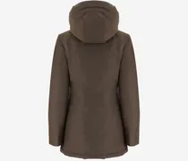 Hooded Cotton Blend Jacket — Brown