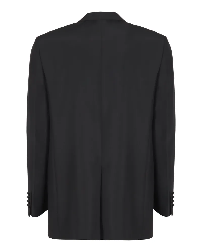 Gucci Men's Double-Breasted Jacket Technical Panama Black Polyester Suit & Dinner Black
